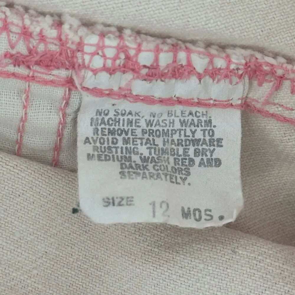 Vtg Osh Kosh B'Gosh Vestback Pink Acid Wash Pleated Overall Bibs Size 12 Months